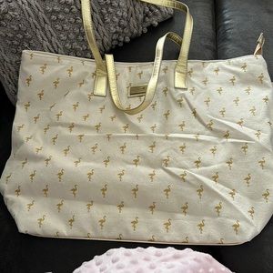 Gold flamingo tote